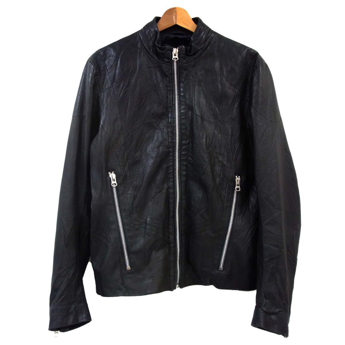 ディーゼル　ブラックゴールド　ラムレザー　ジャケット　ライダース　羊皮　ブラック ◇DIESEL BLACKGOLD ディーゼルブラックゴールド ラムレザー