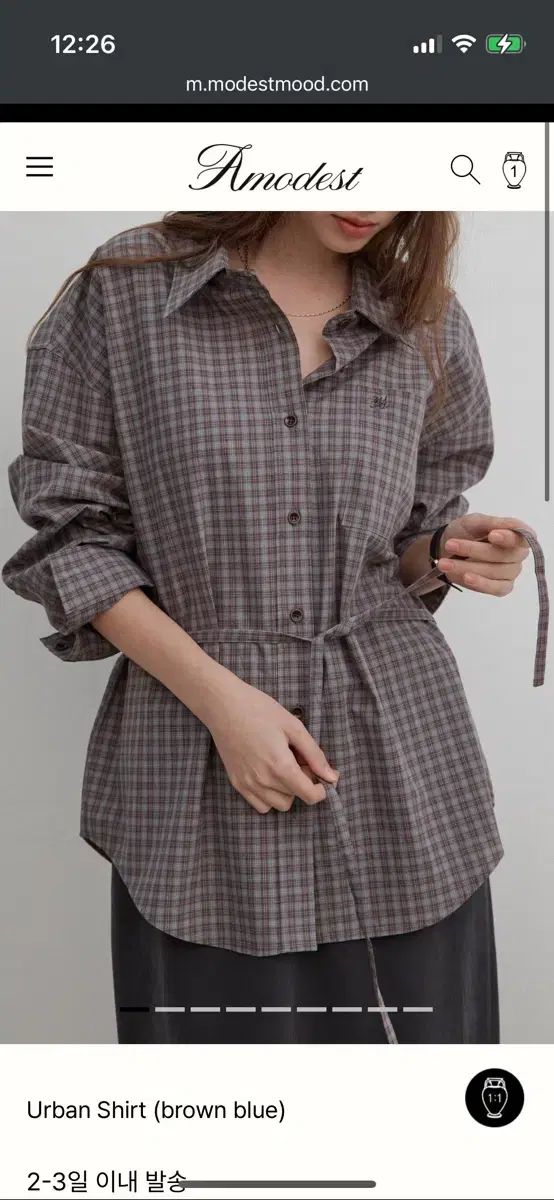 タグなし modestmood アーバンシャツ ブラウンブルー COLOR