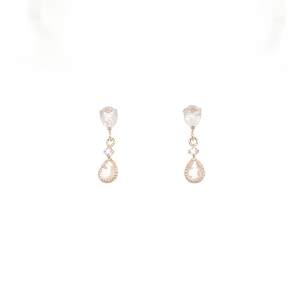 K 18 PG ローズクオーツ ピアス