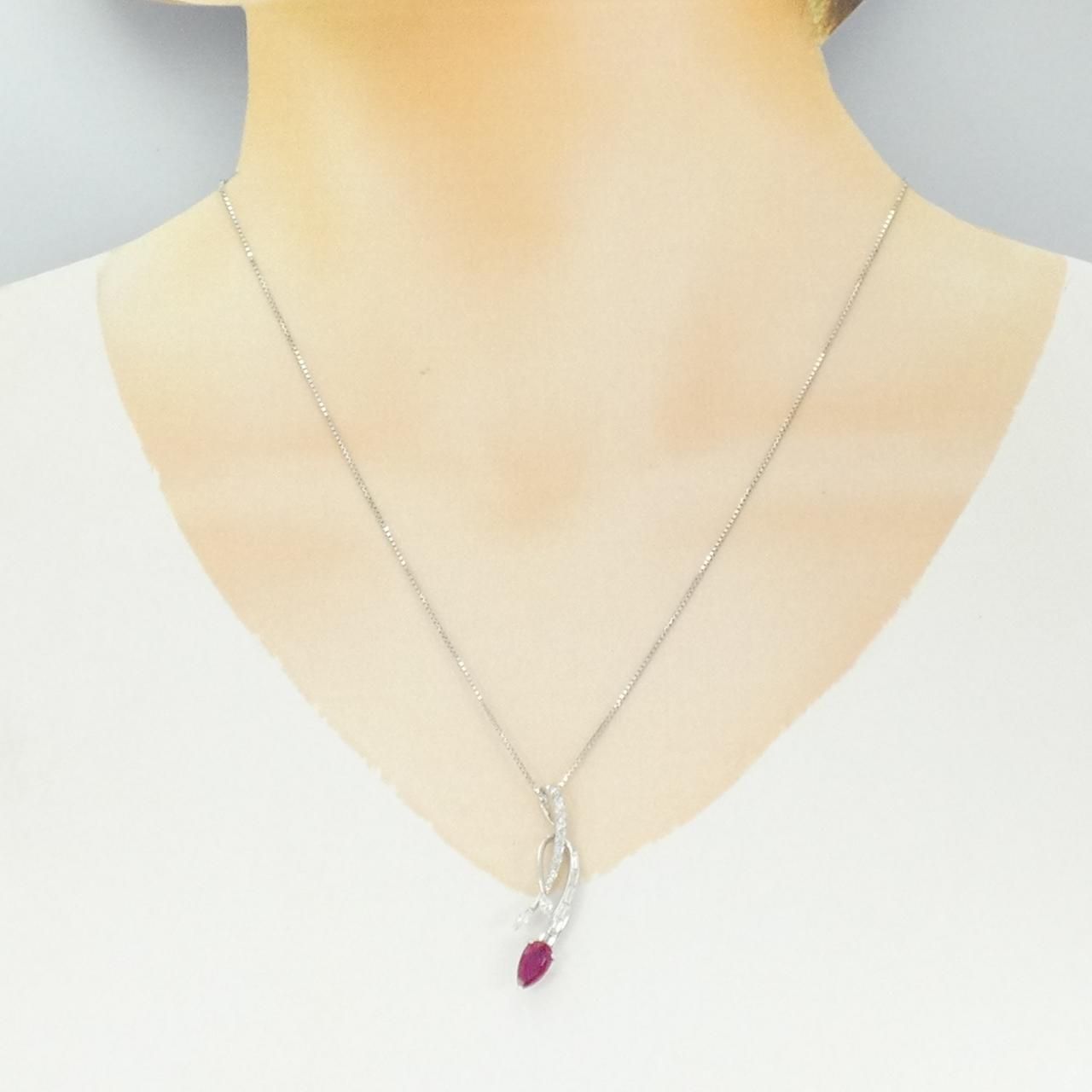 K18WG ルビー ネックレス 1.04CT - メルカリ