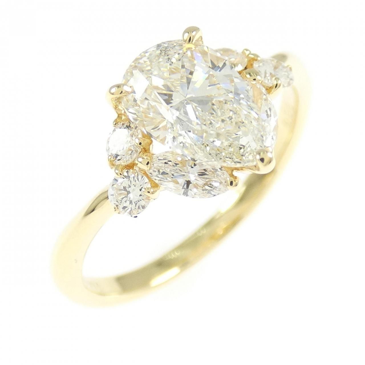 リメイク K 18 YG ダイヤモンド リング 1.003 CT J SI 2 ペアシェイプ