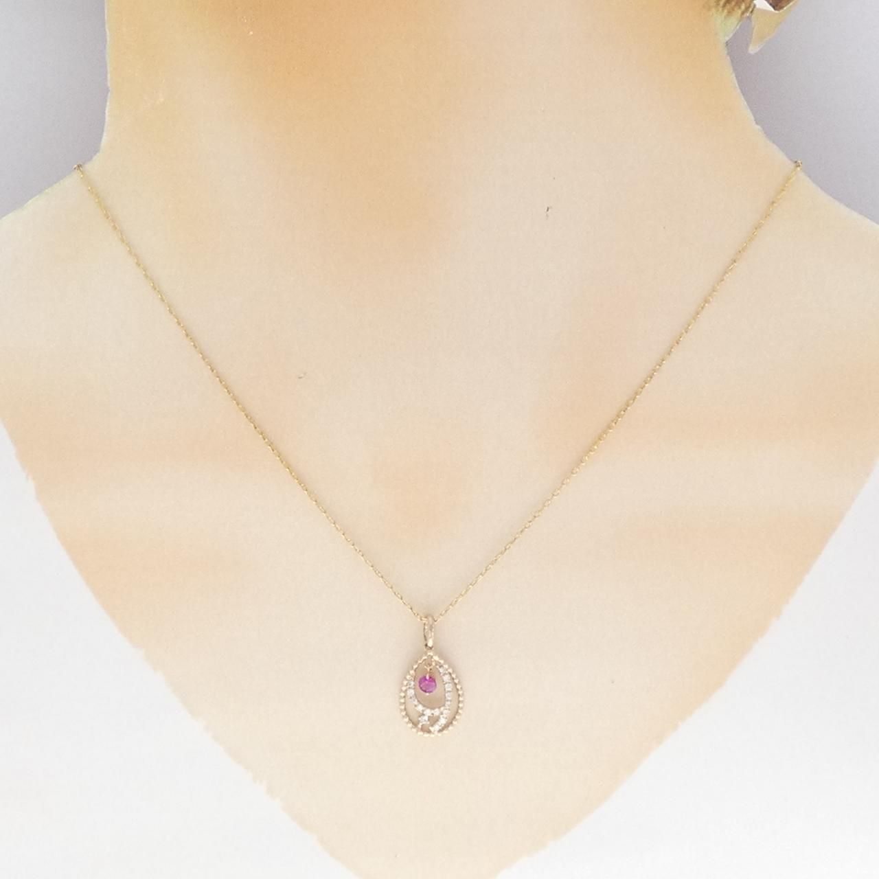 K18PG/K18YG ルビー ネックレス 0.12CT - メルカリ