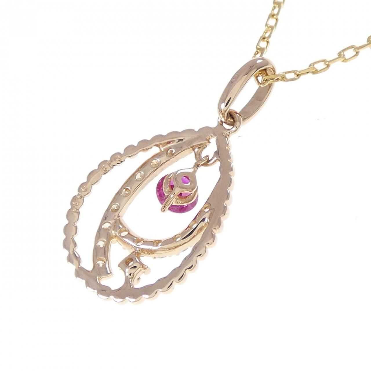 K18YG ペンダントのみ　ルビー0.05ct K18PG/K18YG ルビー ネックレス 0.12CT - メルカリ