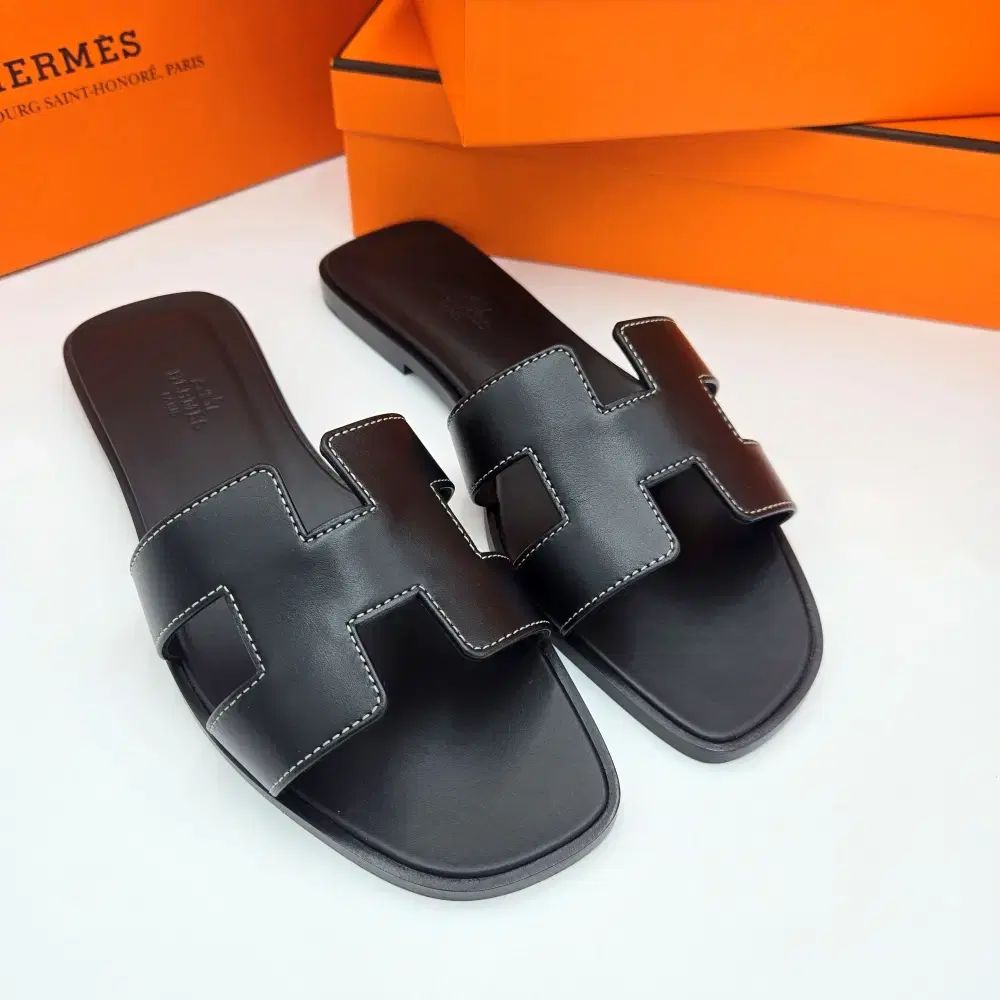 エルメス オラン サンダル ブラック レディース スリッパ EU 39