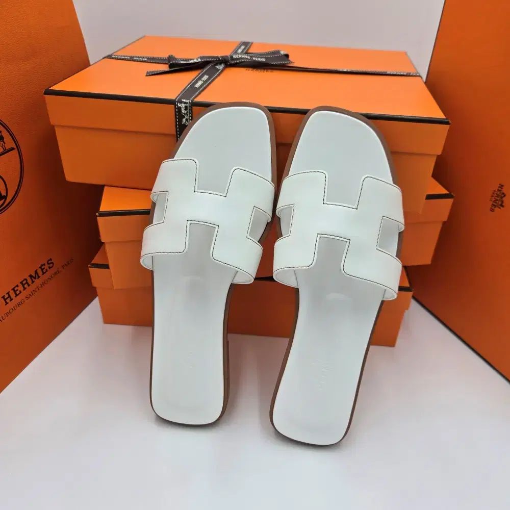 エルメス オラン サンダル レディース スリッパ 白 EU 37 5
