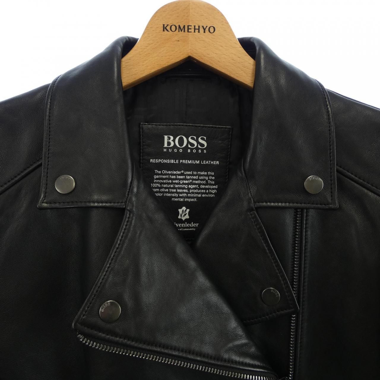 ヒューゴボス HUGO BOSS レザーライダースジャケット - メルカリ