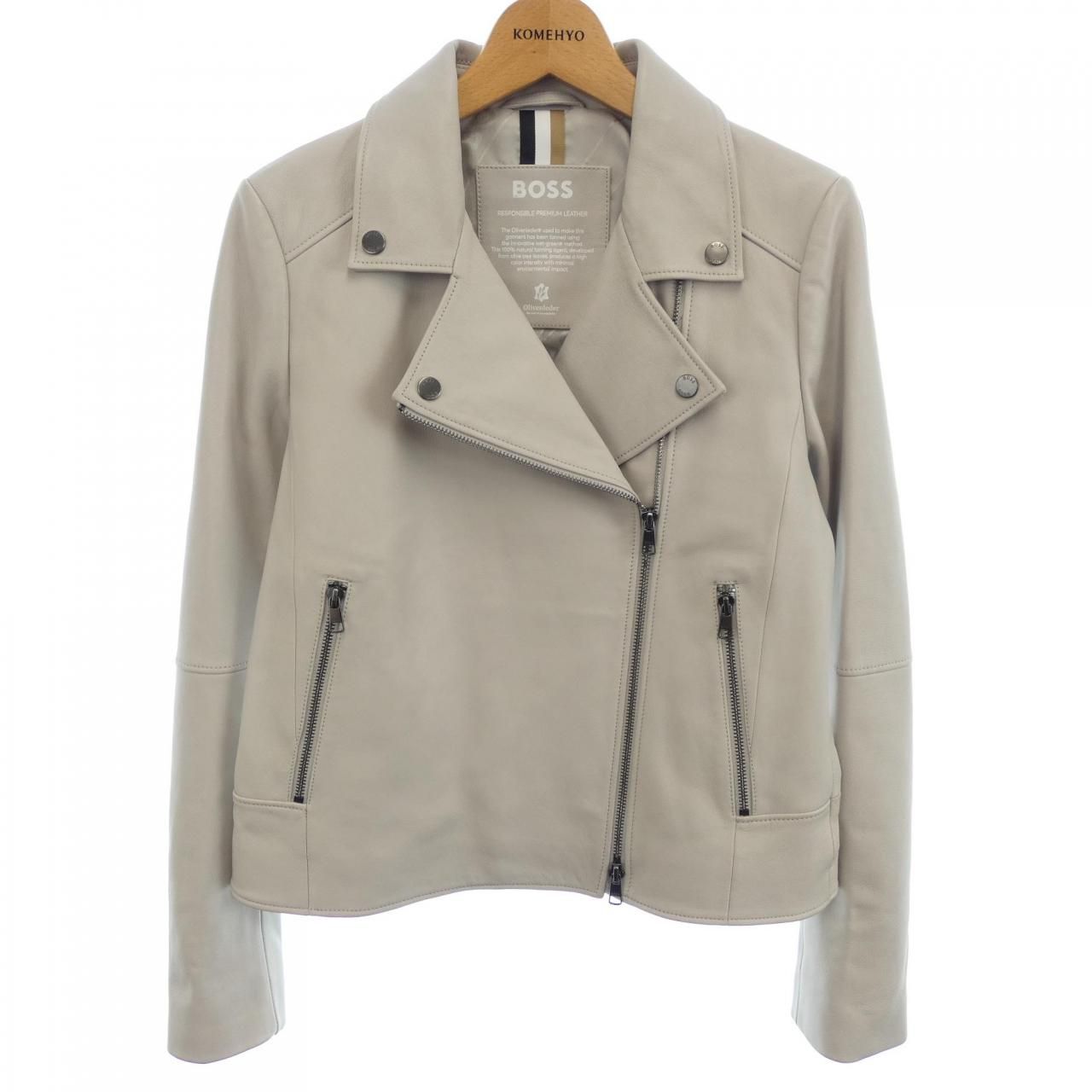 ヒューゴボス HUGO BOSS レザーライダースジャケット - メルカリ