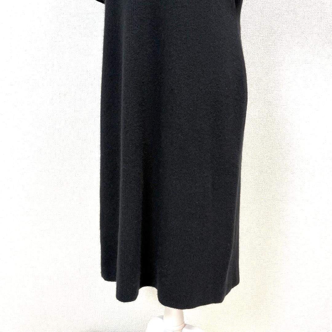 美品】 FOXEY 五分袖ワンピース カシミヤ100％ 44 ブラック 無地 