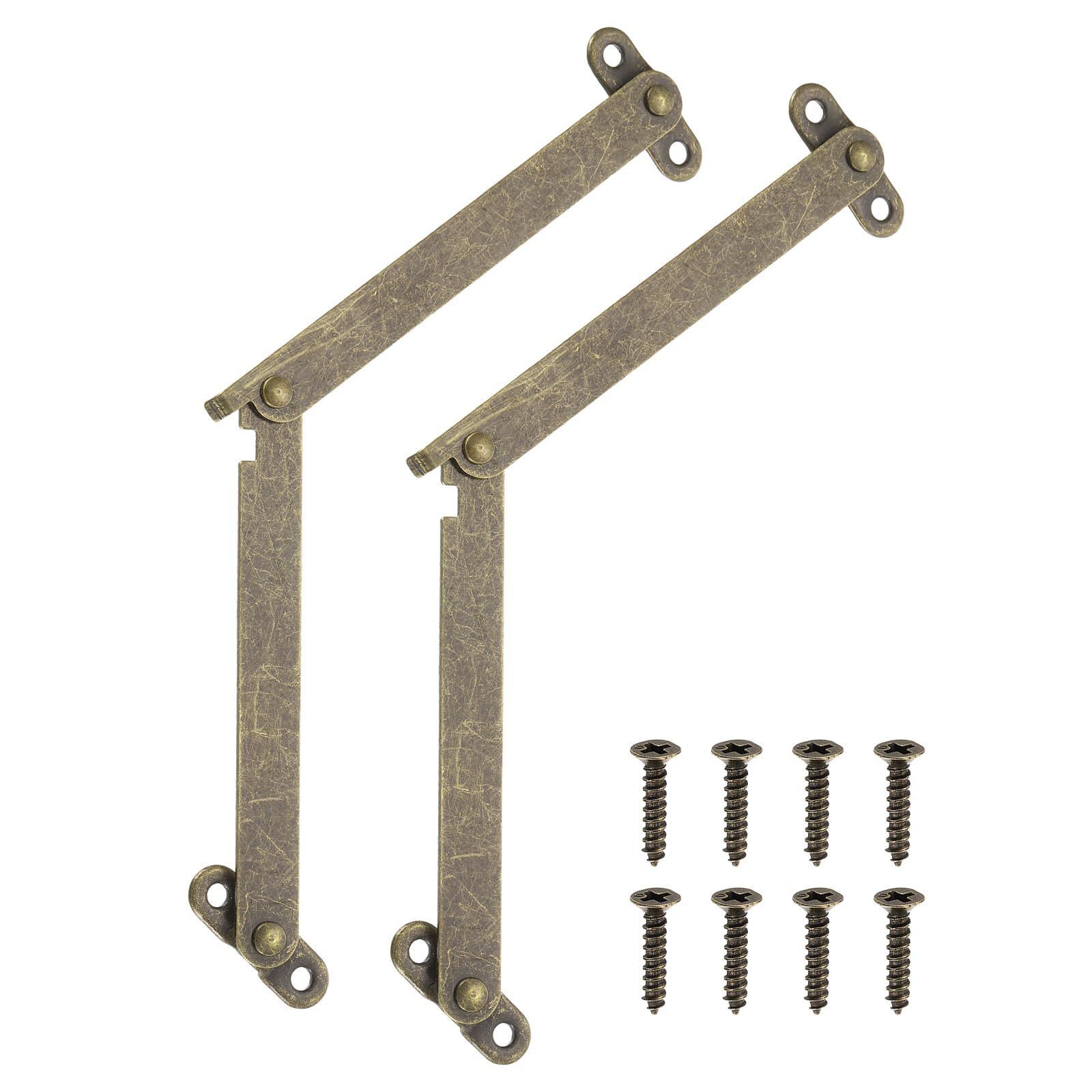 新品 uxcell 2個4折りたたみ式蓋サポートヒンジ リフトアップステイヒンジ 180度回転可能なアイアンヒンジ 木製ボックス ジュ エリーケースディスプレイ用 ネジ付き ブロンズ