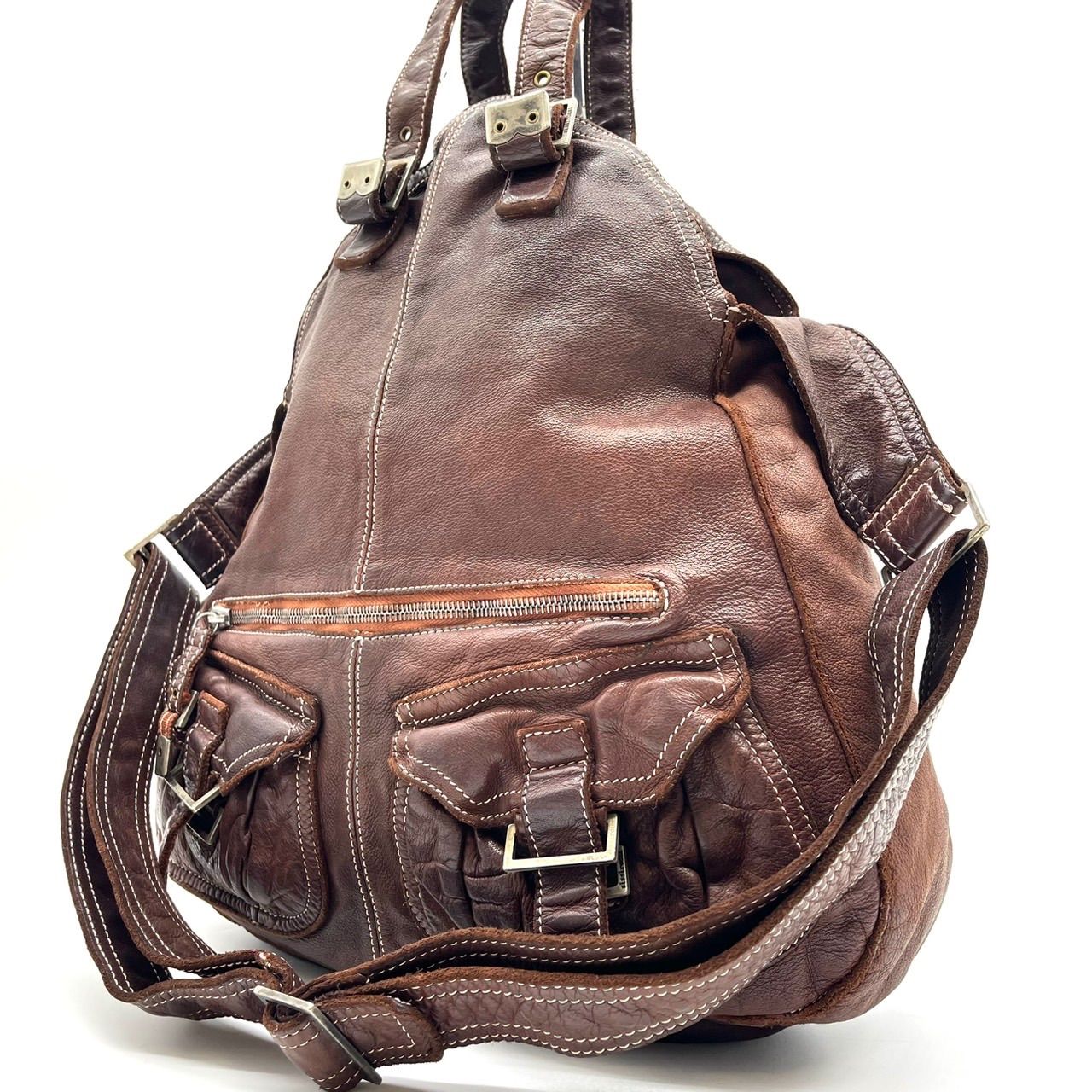 良品】 sissirossi Y2K 2way mulch pocket brown leather belt 