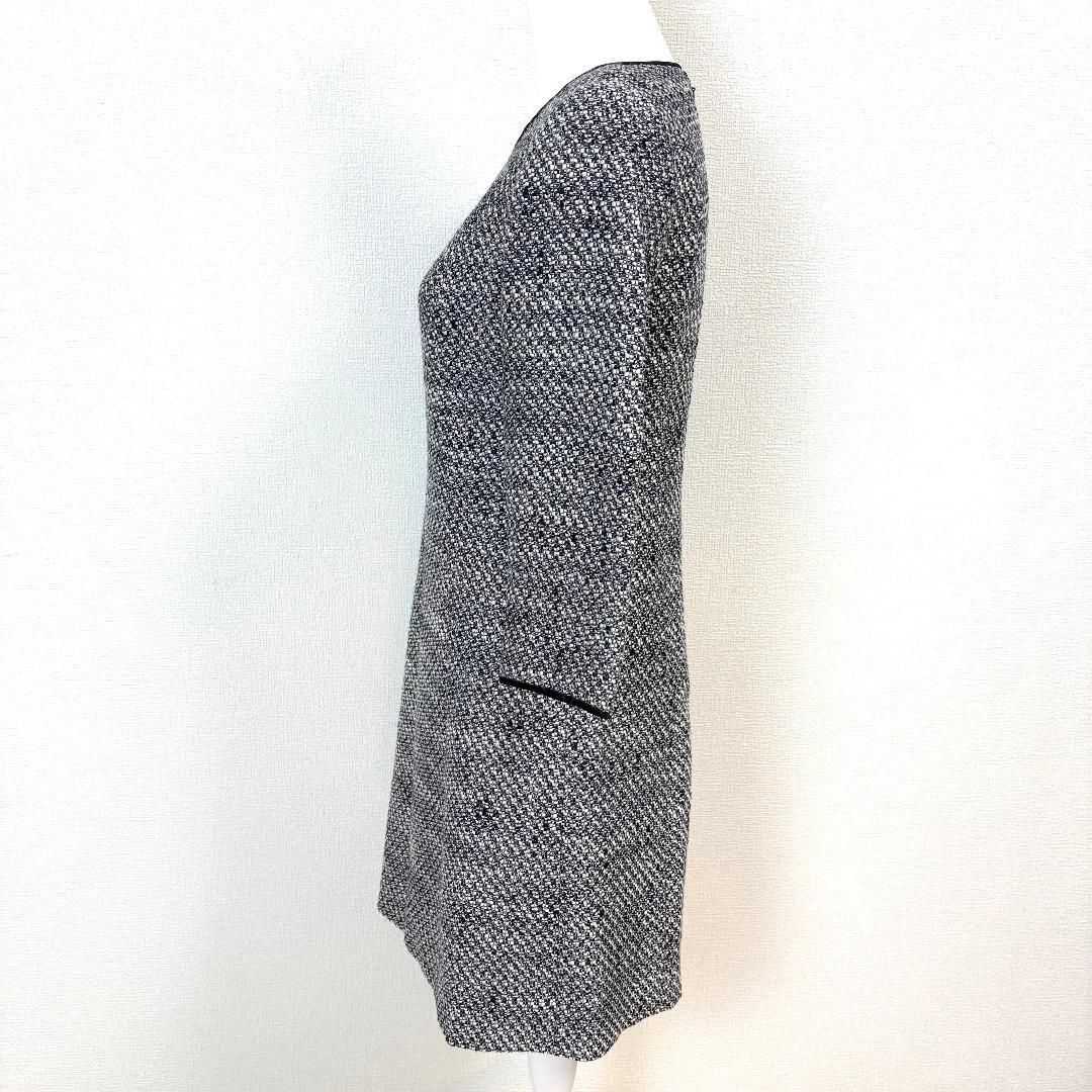  Paul Stuart 長袖ツイードワンピース 6 白 紺 長袖 七分袖 その他