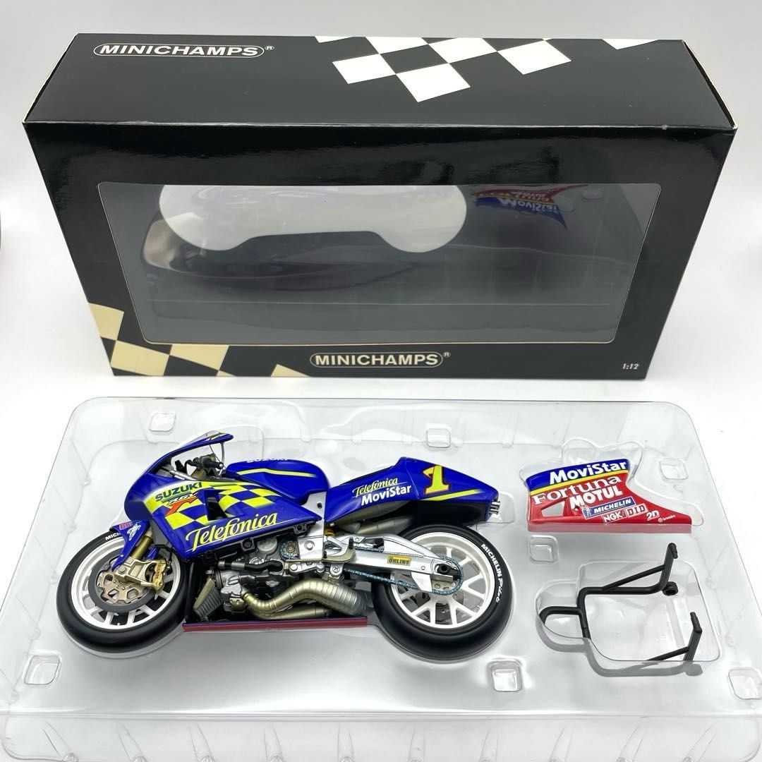 ミニチャンプス 1 12 スズキRGV Gamma Telefonica Movistar Suzuki ケニー ロバーツ 500 cc GP 2001 MINICHAMPS RGVガンマ テレフォニカ モビスター Kenny Roberts 完成模型