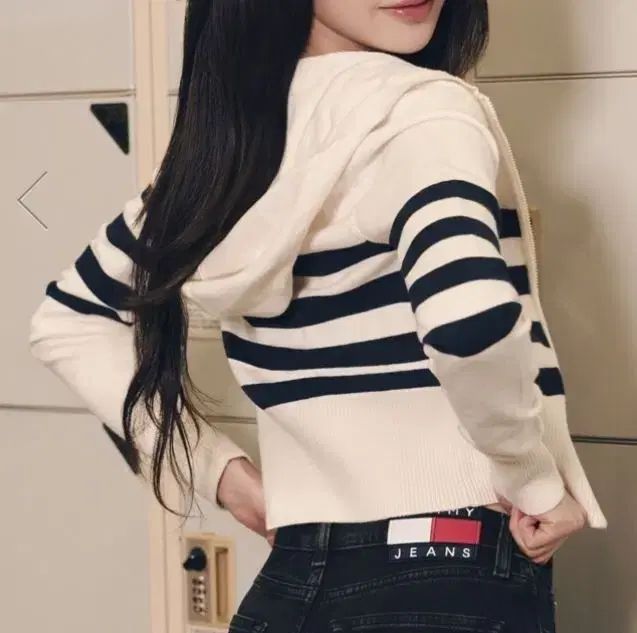 トミー ジーンズ ウォニョン ストライプ フーディー ジップアップ s