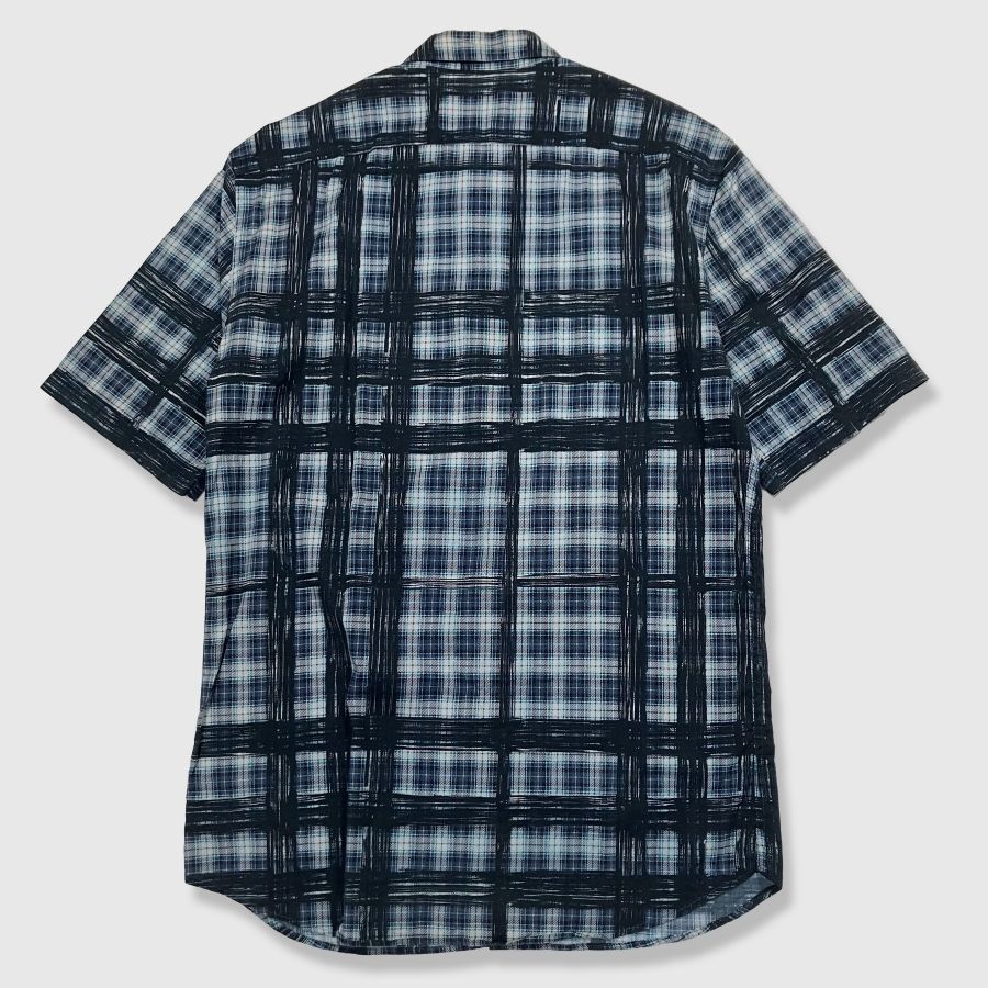 3302　バーバリーブリット　半袖　シャツ　チェック　水色　黒 BURBERRY BRIT バーバリーブリット メンズ 半袖 シャツ チェック柄