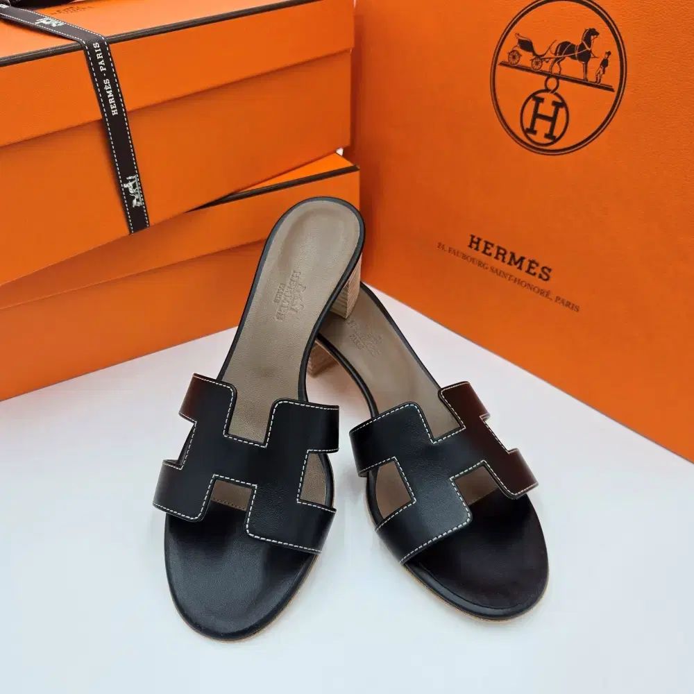 エルメス オアジス サンダル ブラック レディース スリッパ EU 36