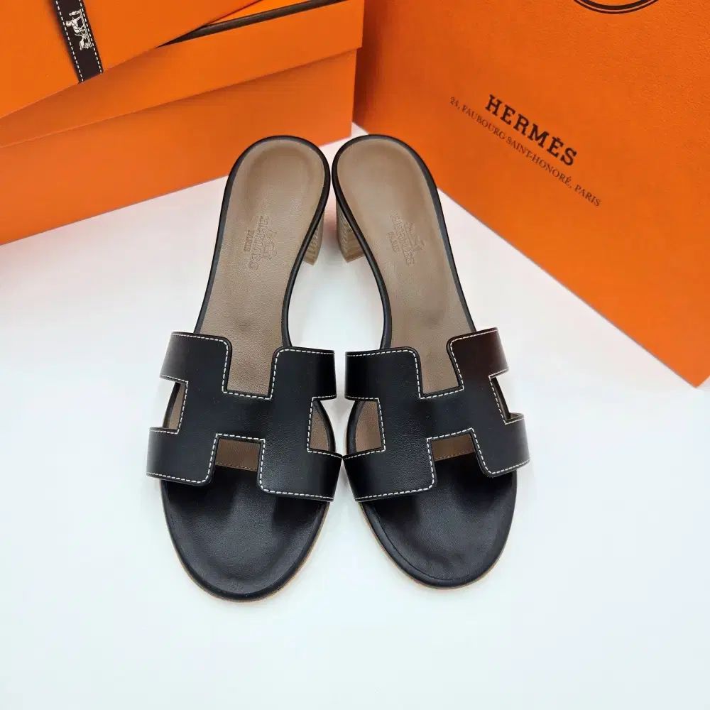 エルメス オアジス サンダル ブラック レディース スリッパ EU 36