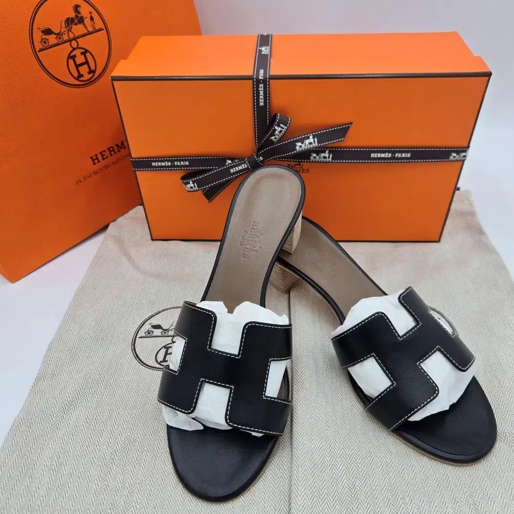 エルメス オアジス サンダル ブラック レディース スリッパ EU 36 5