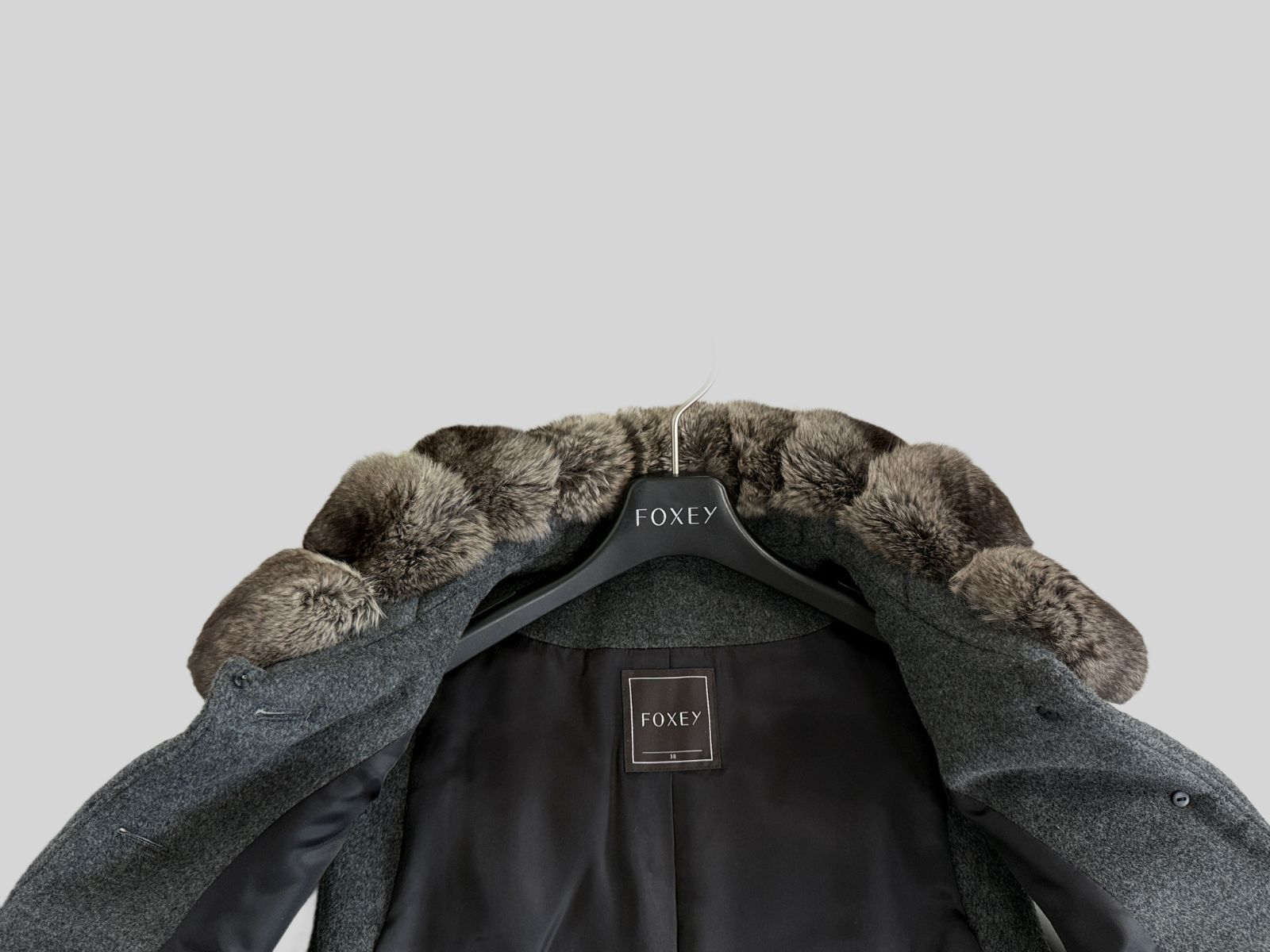 美品FOXEY/フォクシー 35142 チンチラファー付ベスト スフレグレー 38