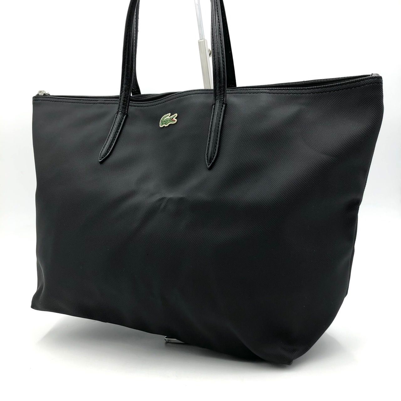 ラコステ LACOSTE トートバッグ 黒 ブラック ナイロン 美品 A4収納可 