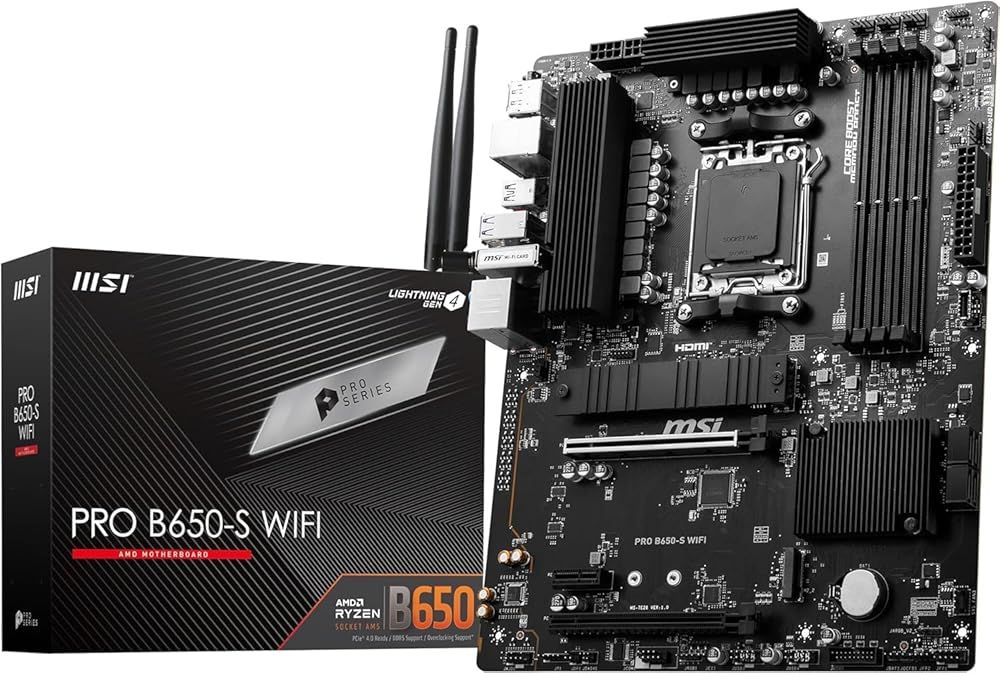 MSI マザーボード PRO B650-S WIFI [B650搭載] 【信頼性の高い6層PCB設計・12+2+1フェーズ安定な電源回路】ATX DDR5-7200 (OC)対応
