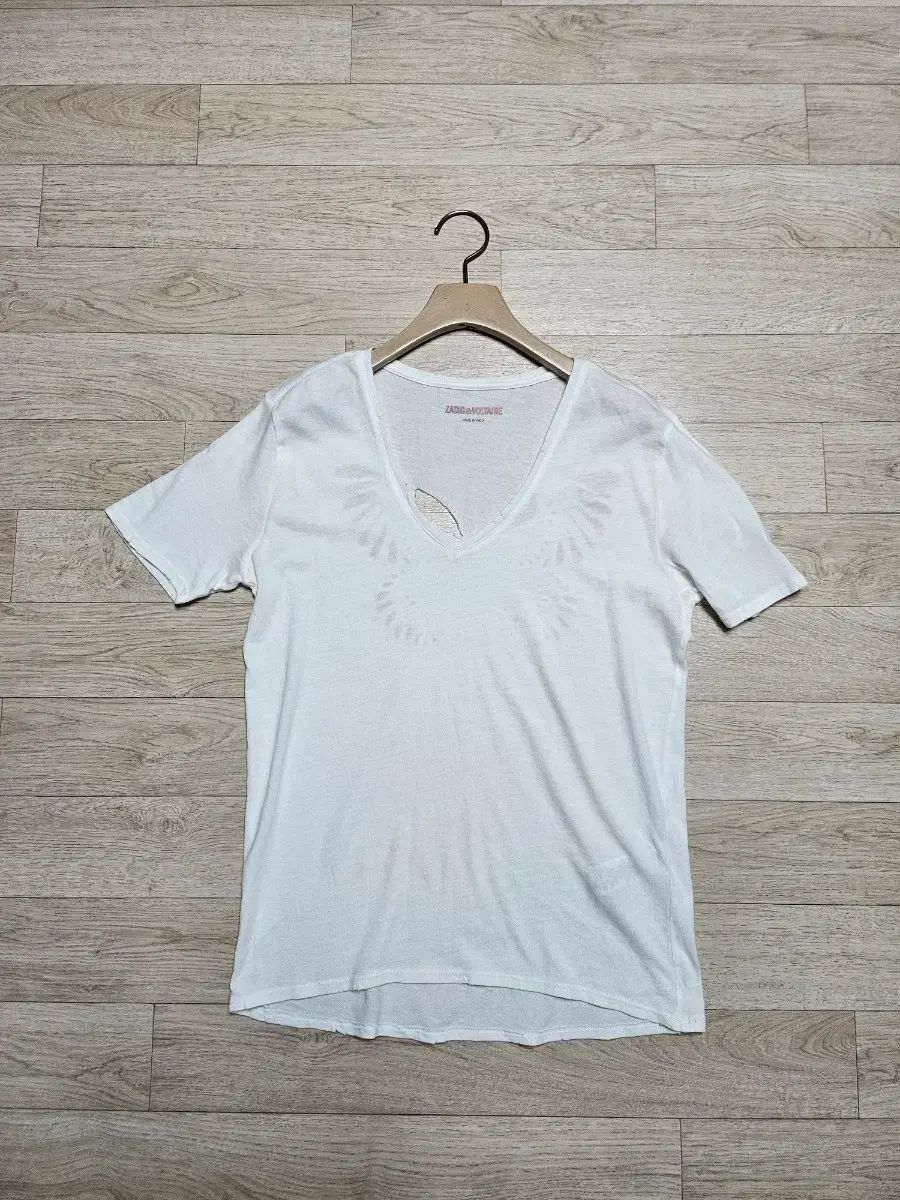 ZADIG-VOLTAIRE ザディグ エ ヴォルテール 白 Vネック 半袖 Tシャツ