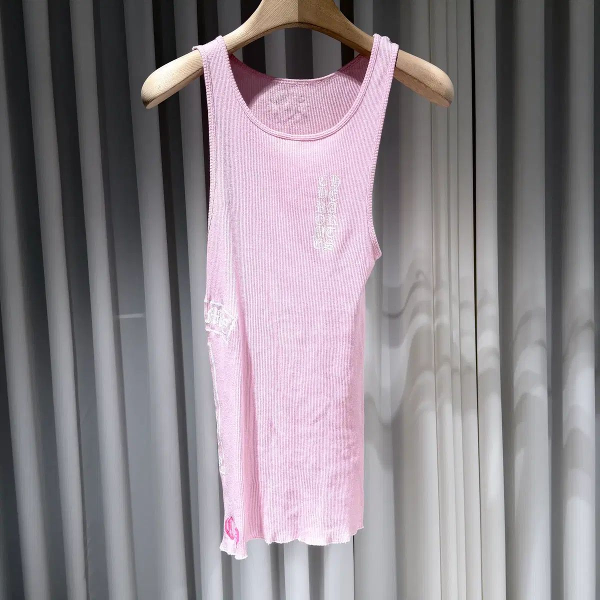 M CHROME HAEATS クロムハーツ ピンク ロゴ ゴージ タンク トップス