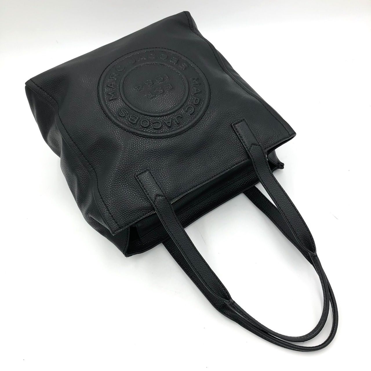 美品】マークジェイコブス トートバッグ 黒 レザー シボ革 A4可