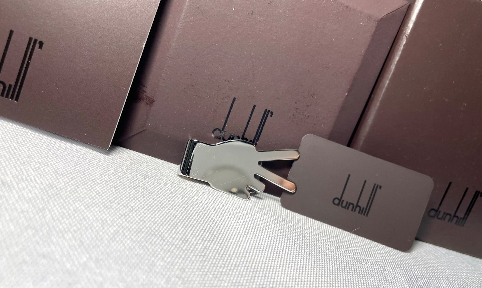 dunhill ダンヒル チョキデザイン 鏡面スターリングシルバーマネークリップ ネクタイピン タイピン 札挟み 財布 ウォレット 付属有