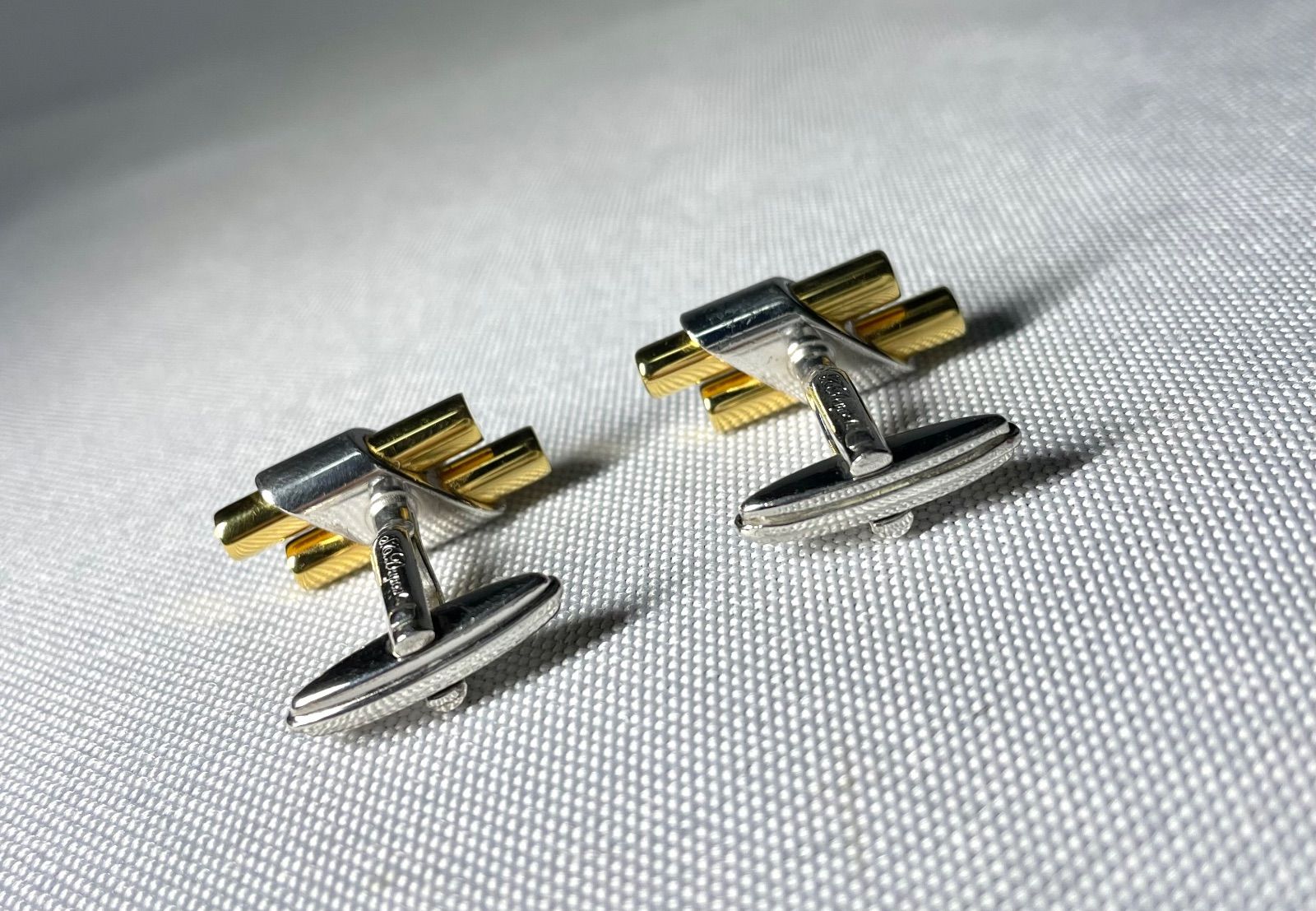 【極美品】デュポン　Ｄロゴ　カフス　ゴールド　シルバー　セット　カフリンクス S.T.Dupont デュポン Dロゴ ゴールド＆シルバー ヴィンテージカフス