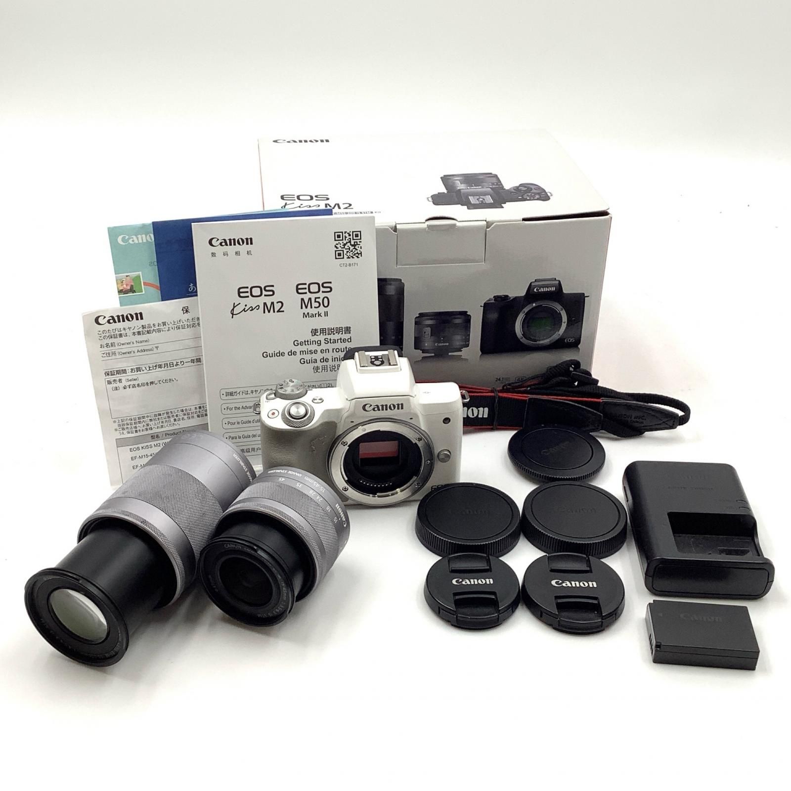  Canon デジタル一眼 EOS Kiss M 2 ダブルズームキット ホワイト ミラーレス一眼 デジタルカメラ
