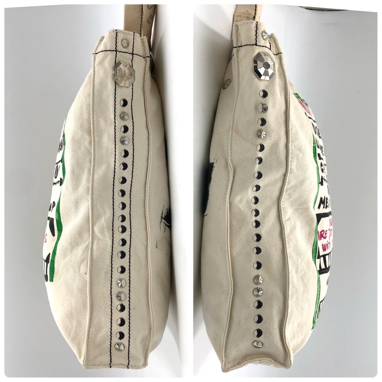 激レア】DIESEL ディーゼル トートバッグ 帆布 スタッズ ロゴ