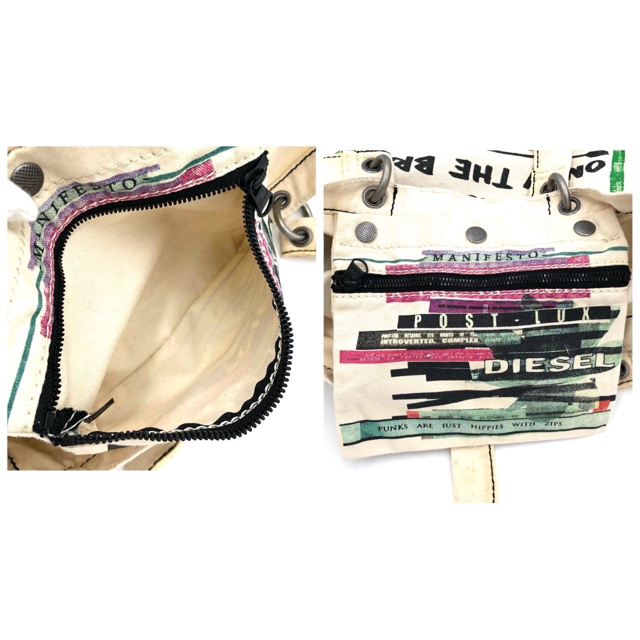 DIESEL スタッズ トートバッグ 激レア】DIESEL ディーゼル トートバッグ 帆布 スタッズ ロゴ
