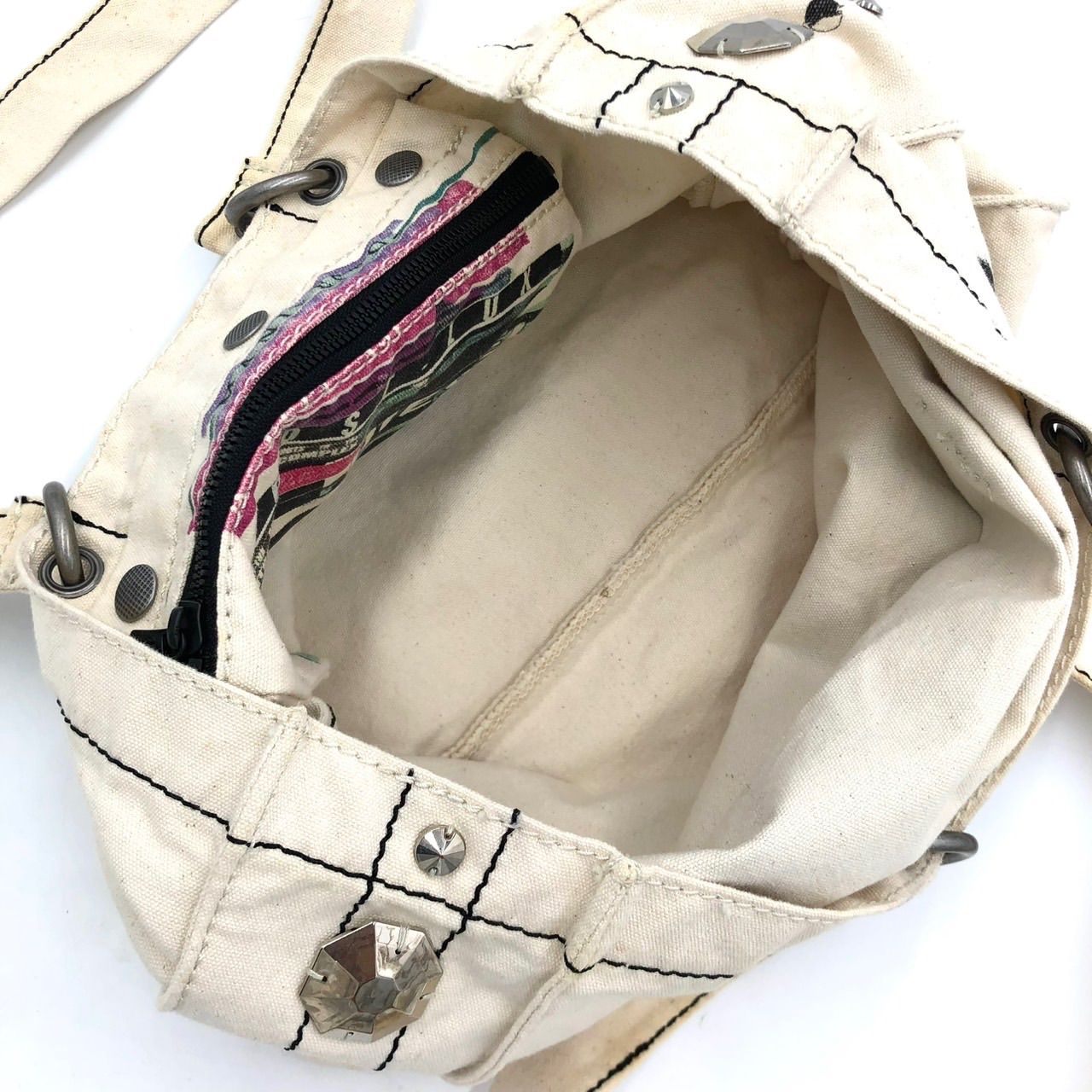 激レア】DIESEL ディーゼル トートバッグ 帆布 スタッズ ロゴ