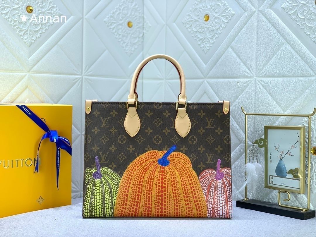 LOUIS VUITTON×YK ルイ ヴィトン ハンドバッグ モノグラム ナノ オンザゴーMM 草間彌生 2 WAYバッグ