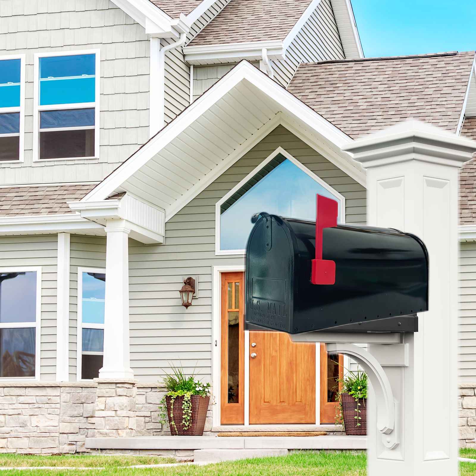 高耐久＆大容量 ブラックメタルメールボックス 郵便受け 屋外用 盗難防止 鍵付き 壁掛け式 デザイン 玄関 エクステリア 住宅 オフィス 店舗に最適