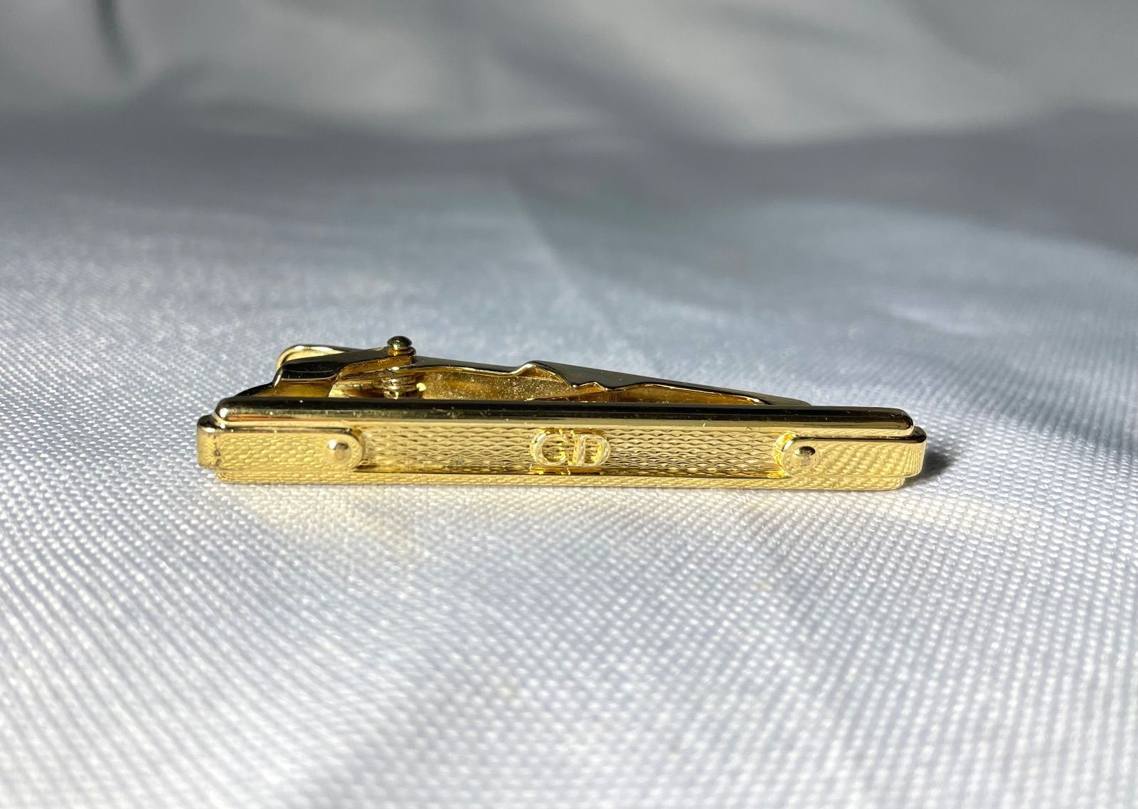 Dior ディオール CDロゴ パターンデザイン ゴールドメタリックネクタイピン タイピン タイバー メンズ