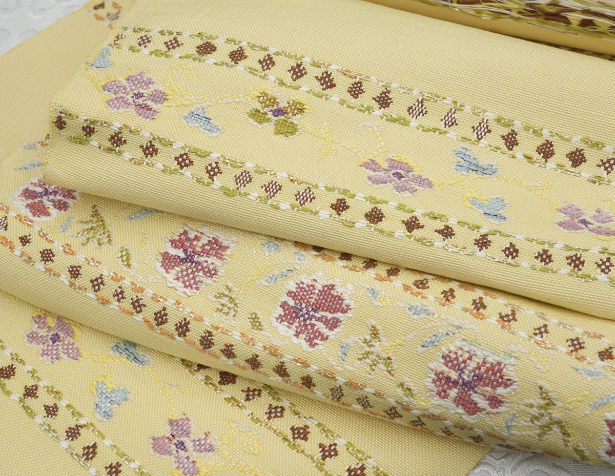 帯屋捨松 手織 西陣織 八寸名古屋帯 新品未使用品 正絹 松葉仕立て パープル系 新品未仕立 西陣織 八寸名古屋帯 帯屋捨松【ペルシャモール段文