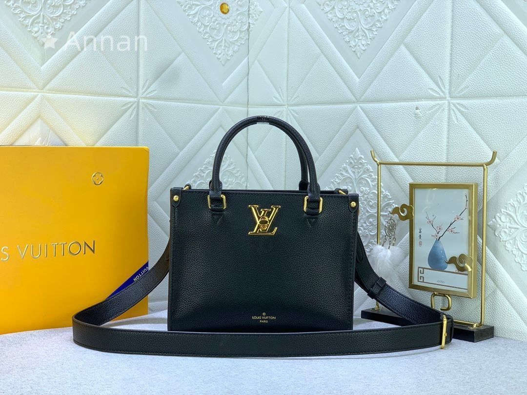 ルイヴィトン LOUIS VUITTON ハンドバッグ 2 WAYバッグ ロック＆ゴー グレインカーフレザー ノワール ゴールド金具
