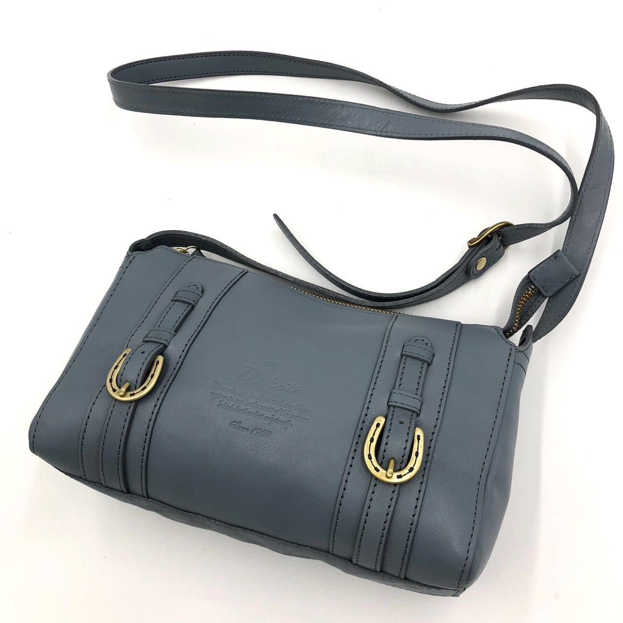 Dakota ダコタ 馬蹄金具 ショルダー バッグ ポシェット レザー 灰色