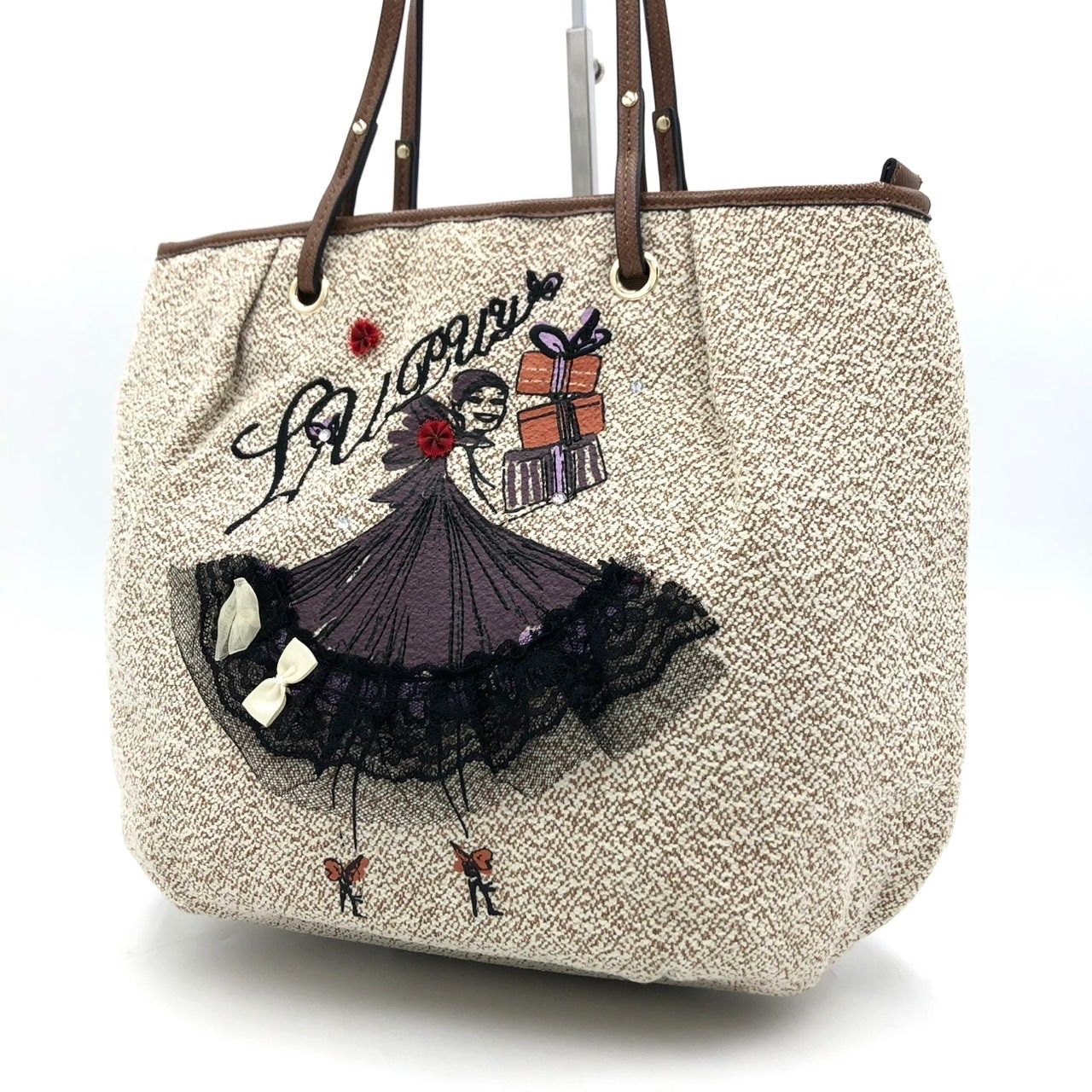 美品】LUPUY ルプイ トートバッグ ハンドバッグ 刺繍 フェミニン 
