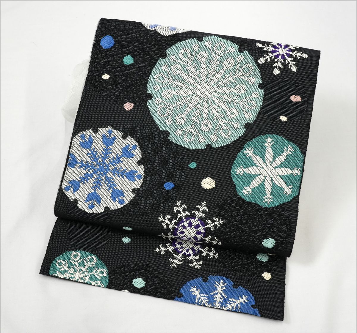新品未仕立 西陣織 八寸名古屋帯 帯屋捨松【雪文】 手縫い仕立代込 