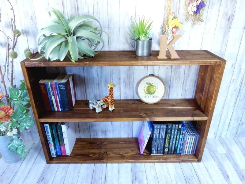 ハンドメイド特大2段ラック ダークチーク色