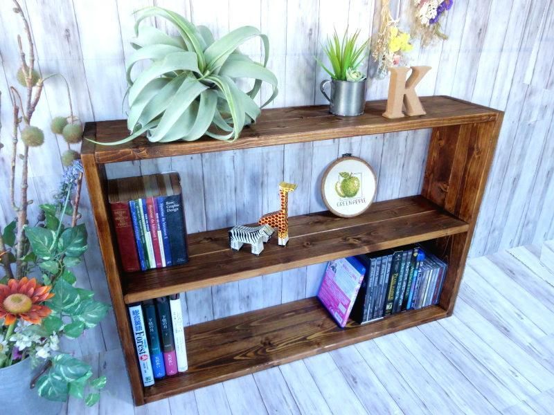 ハンドメイド 雑誌＆絵本ラック 特大サイズ (ダークチーク色) ハンドメイド特大2段ラック (ダークチーク色) - メルカリ