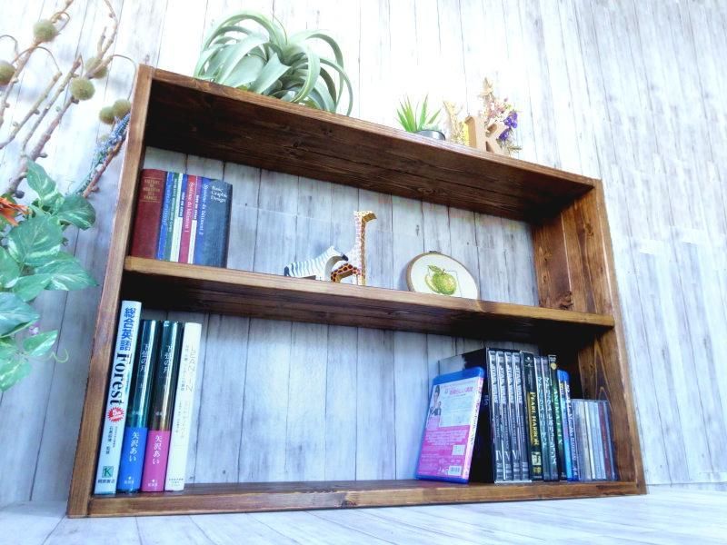 ハンドメイド特大2段ラック ダークチーク色