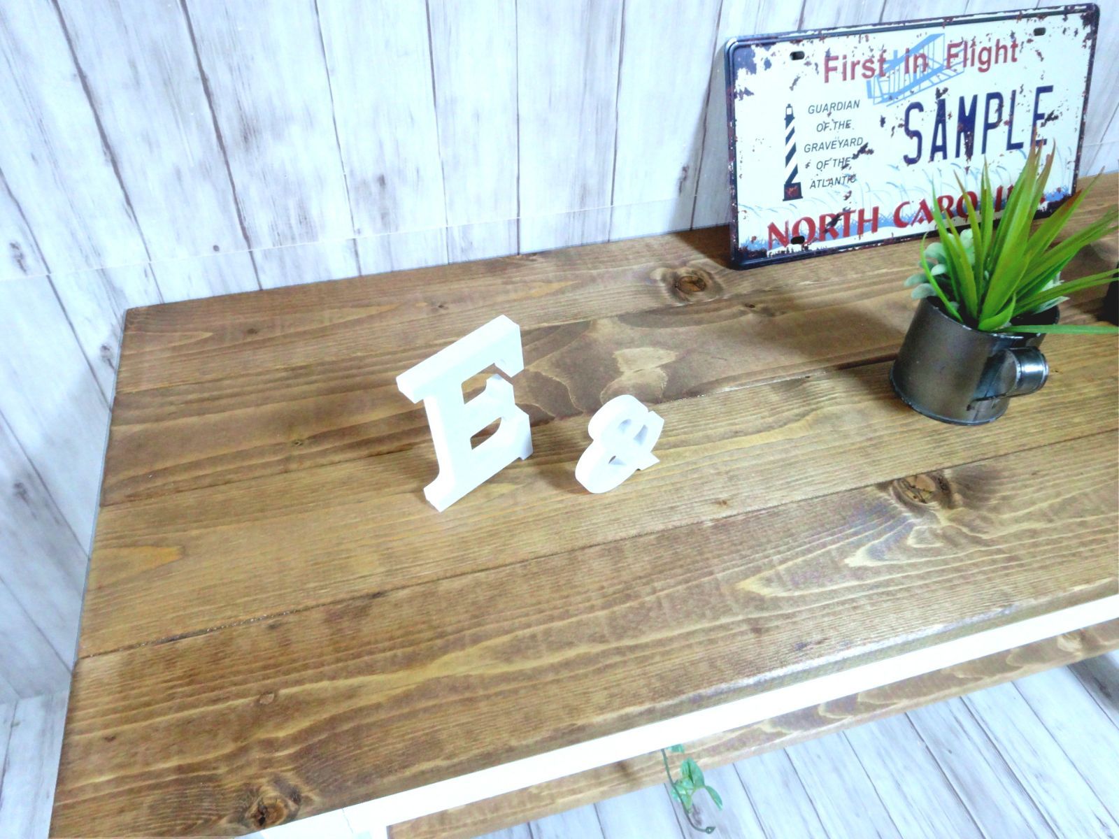 ウッドツートンテーブル チーク×ホワイト