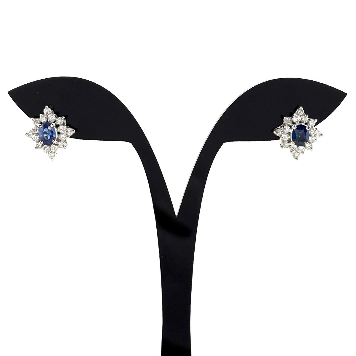 サファイア デザインピアス プラチナ WG ホワイトゴールド メレダイヤ ダイヤモンド ピアス Pt 900 K 18 レディース