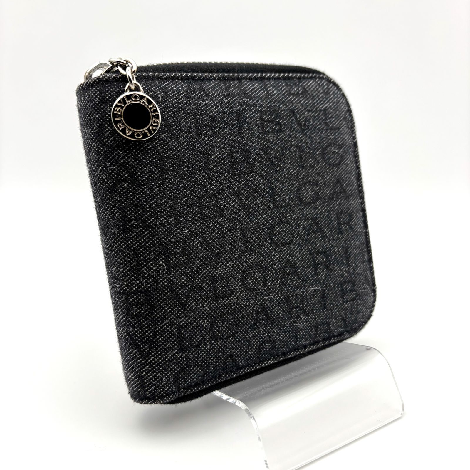 美品 】BVLGARI ブルガリ ロゴマニア デニム ラウンドファスナー 二