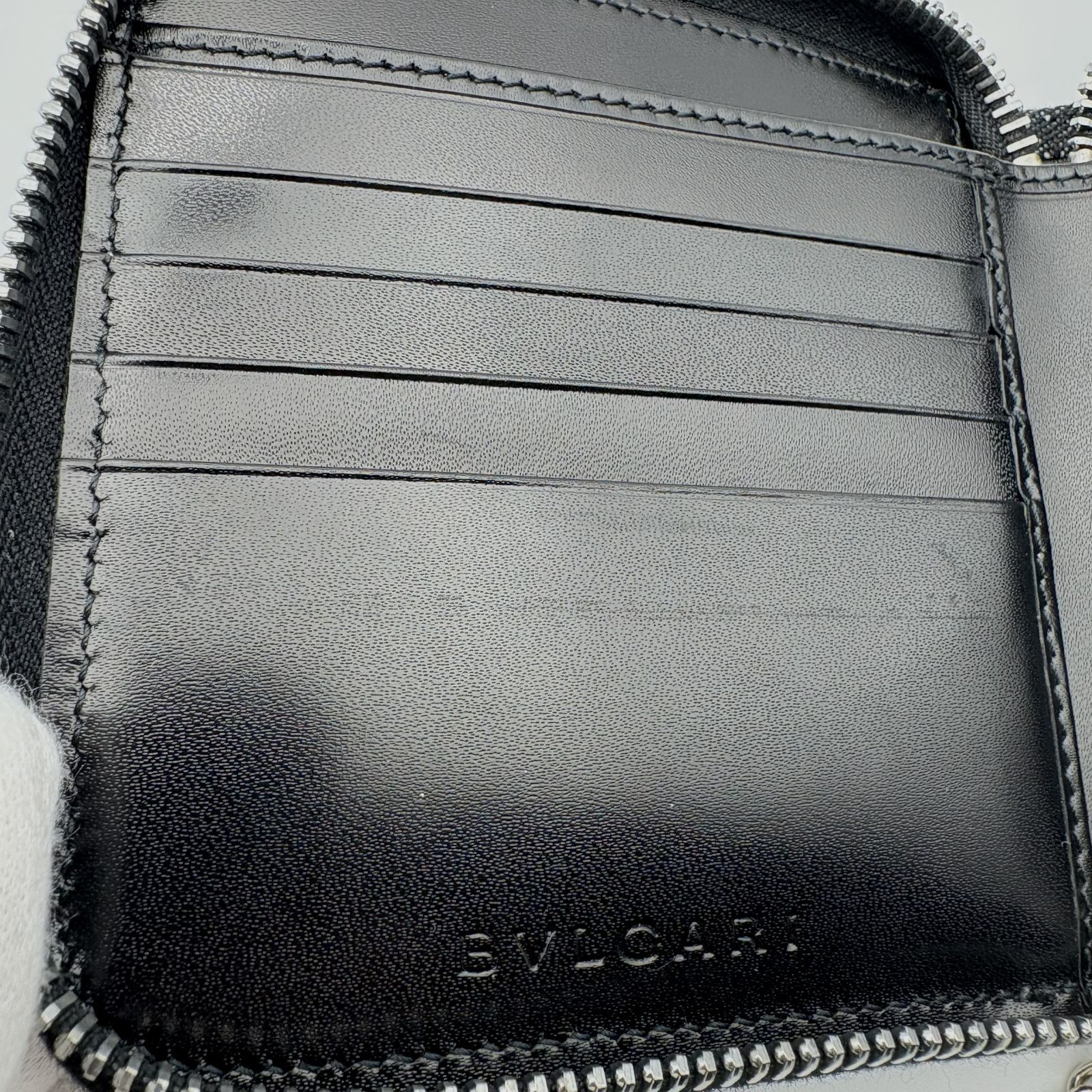 美品 】BVLGARI ブルガリ ロゴマニア デニム ラウンドファスナー 二