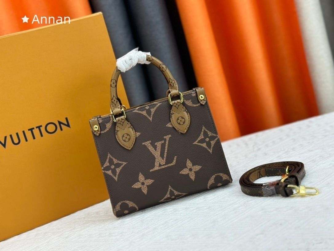 ルイヴィトン LOUIS VUITTON ショルダーバッグ 2 WAYバッグ オンザゴー BB モノグラムキャンバス モノグラムリバースキャンバス モノグラムリバース ゴールドショルダー 茶 M 46839