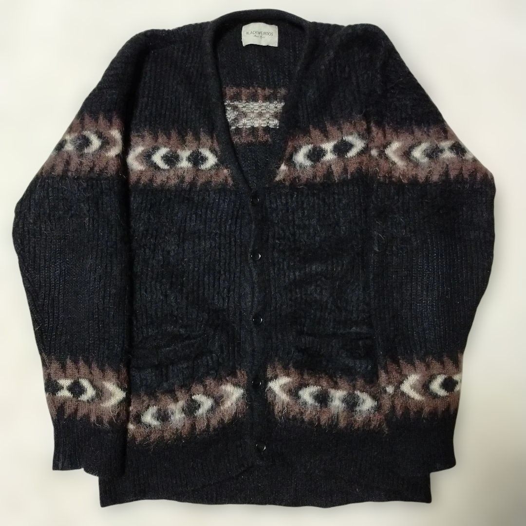 Black Weirdos ブラックウィドー 20 AW バスキア モヘヤカーディガン ブラック AW-KN 01